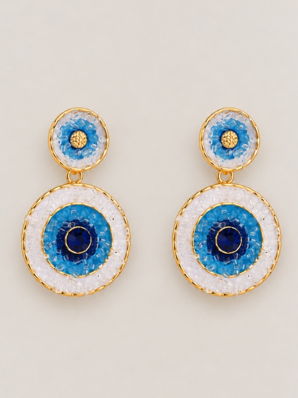 New! Blue Boho Preppy Statement Earrings NWOT